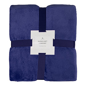 Флисовый пушистый плед Super Soft 125Х170 синий