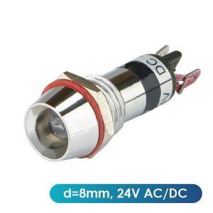 Светосигнальная арматура AD26C  d=8mm, 24V AC/DC (красная, желтая, зеленая, белая)