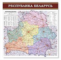 Стенд  политическая карта Республики Беларусь в серебристом профиле р-р 110*110 см на ПВХ 4 мм