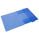 Папка на резинке DELI AURORA, прозрачная синяя, А4, 35 мм, 450 мкм, с карманом для визитки, пластик, фото 2