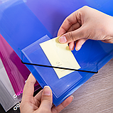 Папка на резинке DELI AURORA, прозрачная синяя, А4, 35 мм, 450 мкм, с карманом для визитки, пластик, фото 3