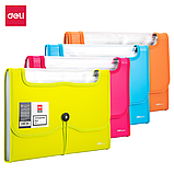 Папка на резинке DELI RIO, розовая, 13 отделений, А4, 750 мкм, с прозрачным элементом и оторочкой, пластик, фото 3