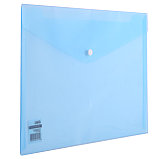 Папка-конверт на кнопке DELI AURORA, прозрачная голубая, А4, 160 мкм, пластик, фото 2