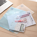 Папка-конверт на кнопке DELI AURORA, прозрачная голубая, А4, 160 мкм, пластик, фото 6