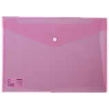 Папка-конверт на кнопке DELI AURORA, прозрачная красная, А4, 160 мкм, пластик, фото 2