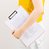 Планшет DELI LINFINI, розовый, с верхним прижимом, А4, полипропилен, фото 3