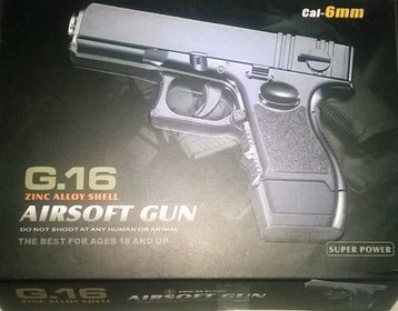 Пистолет игрушечный пневматический металлический Airsoft Gun G.16, Минск - фото 1 - id-p34178578