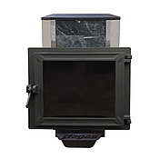 Банная печь Пегас 26 нерж панорама в камне змеевик, фото 3