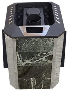 Банная печь Пегас 16 NEXT панорама в камне змеевик, фото 2