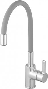14354 Смеситель TWIST д/кухни с высоким гибким серым изливом