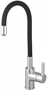 14356 Смеситель TWISTд/кухни с высоким гибким чёрным изливом