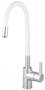 14355 Смеситель TWIST для кухни с высоким гибким белым изливом