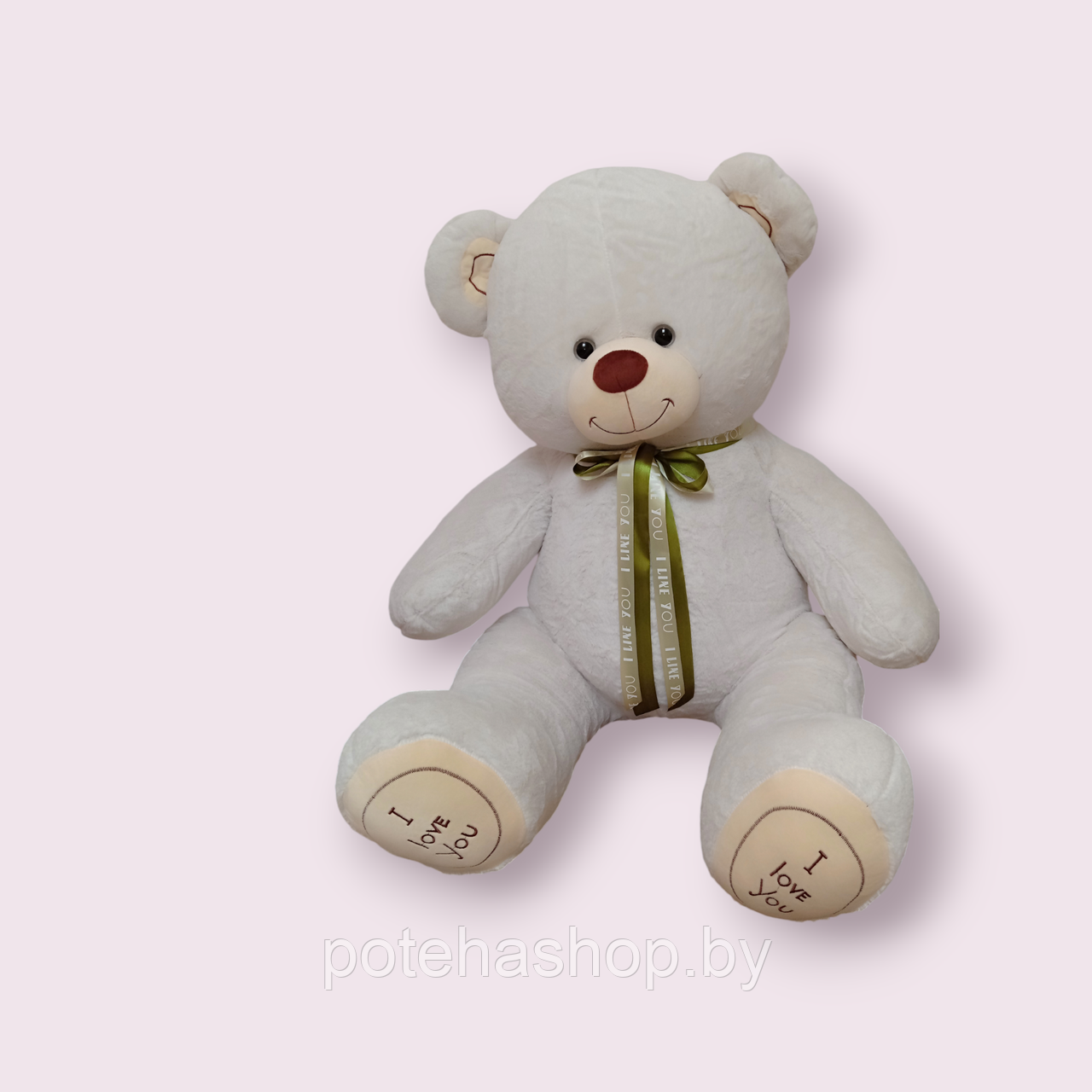 Большой плюшевый Медведь сидя 80 см, бежевый