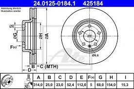 Тормозной диск передний (вентилир.) Audi A4/S4/Avant quattro 2008 - 2012 AUDI Q5 2009-2012 . 24.0125-0184.1