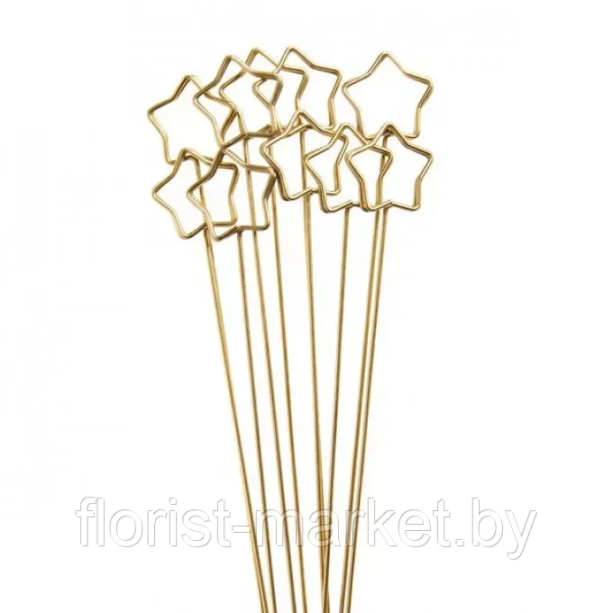 Держатель в букет "Звёзды", D3/H33,5 см, 10 шт./упак., золото
