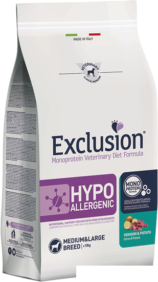 Сухой корм для собак Exclusion Monoprotein Vet Diet Hypoallergenic Medium&Large Breed Venison&Potato (для