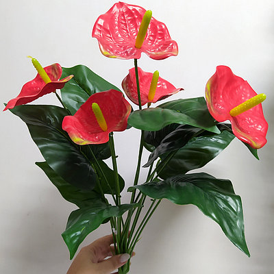 Антуриум искусственный 5 головок 52 см, красный