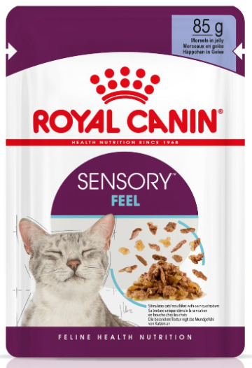 Влажный корм Royal Canin SENSORY FEEL (ощущения) для взрослых кошек (кусочки в желе) 85гр.