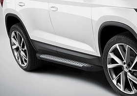 Пороги алюминиевые Rival Bmw-Style круг для Skoda Kodiaq 2017-2024