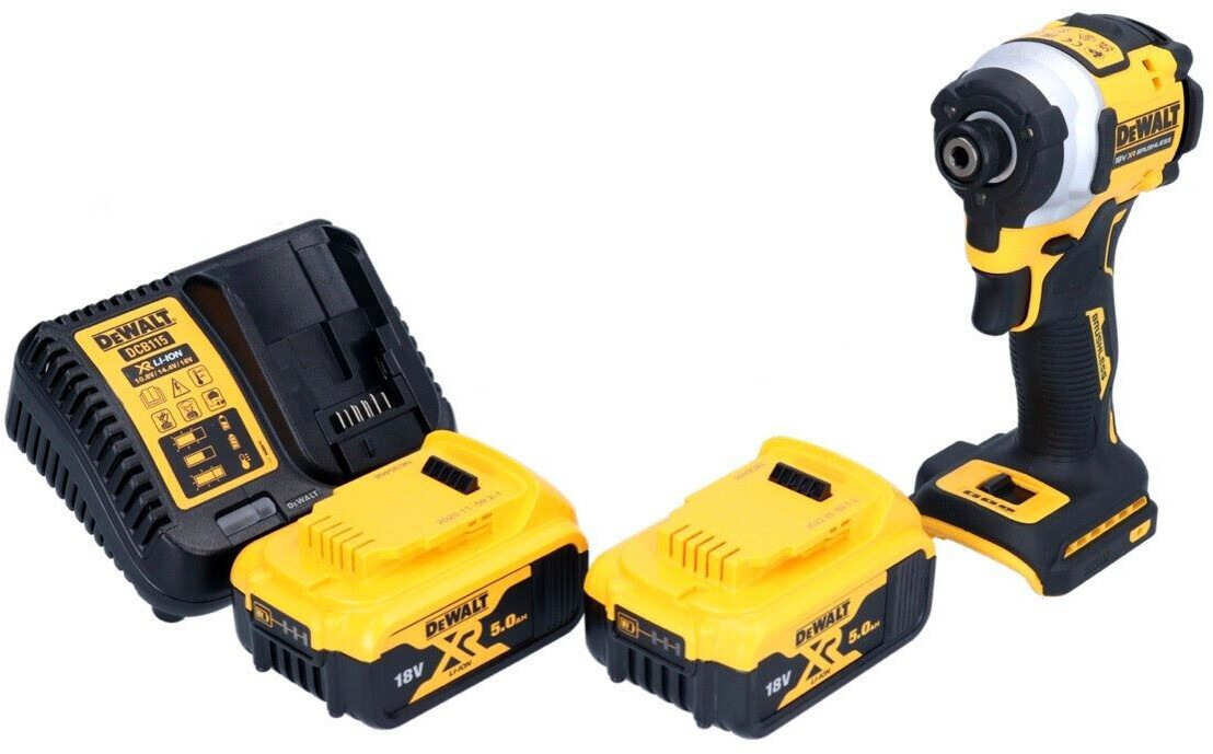 Шуруповерт ударный (винтоверт) бесщеточный DeWalt DCF850P2T (206 Нм, 3 режима, 2 АКБ 5 Ач, кейс T-Stak)