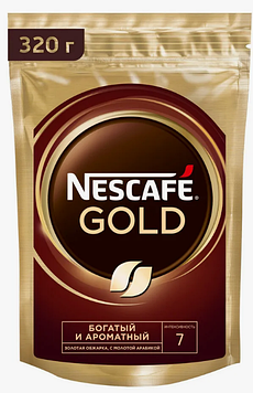 Кофе NESCAFE Gold натуральный растворимый сублимированный 320 гр.пакет.Цена указана без учета НДС 20%