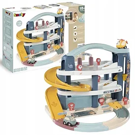 Игровой набор Smoby Little - Большой двухэтажный гараж + вертолет и машина 140203