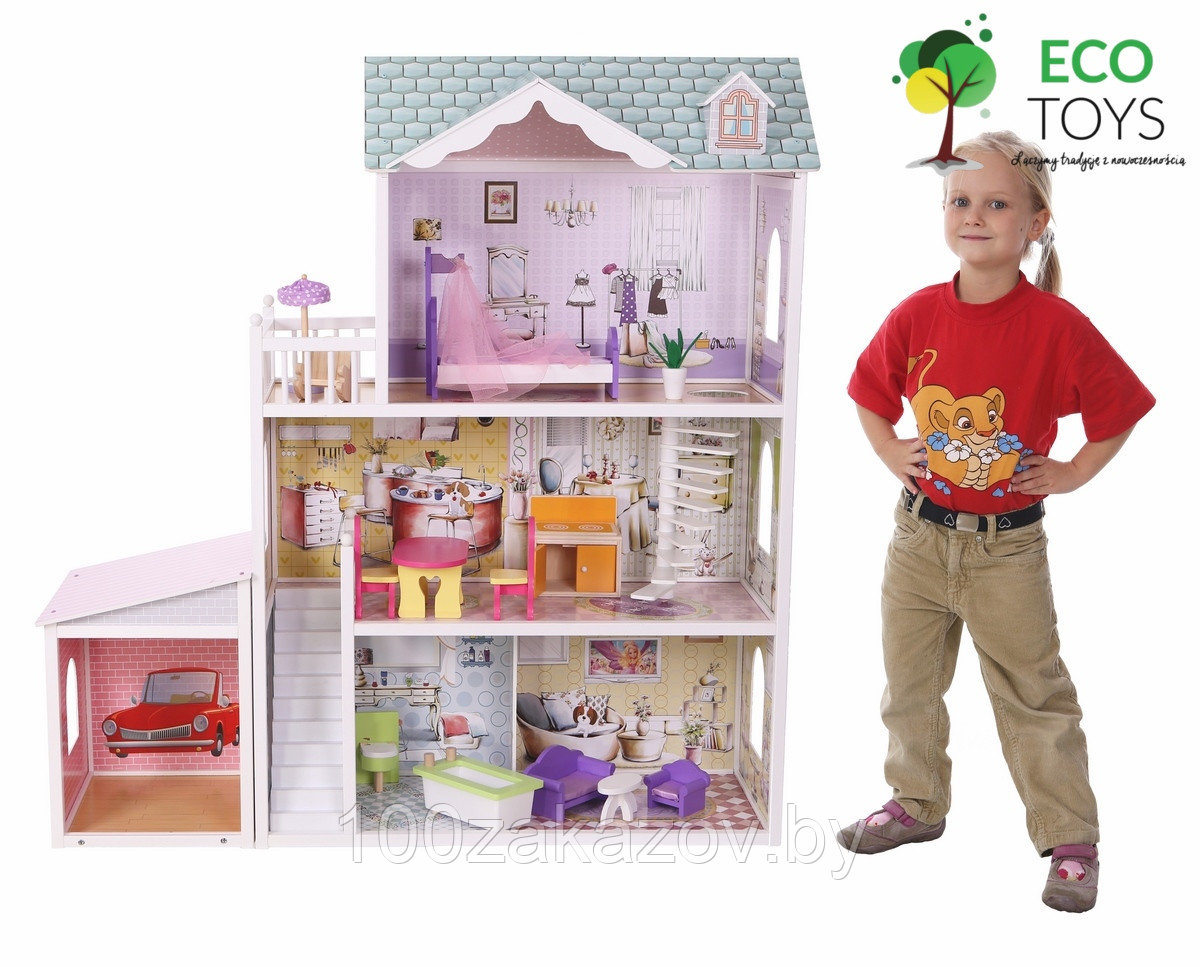 Кукольный домик для Барби с гаражом. Дом для кукол. Кукольный домик.