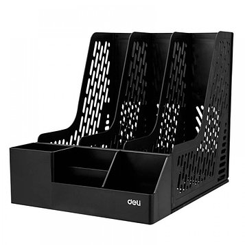 Лоток вертикальный Deli BLACK, 3отд. с органайзером, 255мм, чёрный, Цены указаны без учета НДС 20%