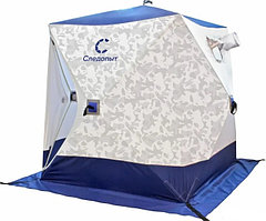 Палатка зимняя Следопыт КУБ Oxford 210D PU 1000 (1.5x1.5x1.7 м) бело-синяя с принтом PF-TW-29