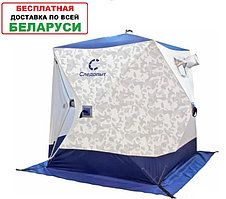 Палатка зимняя Следопыт КУБ Oxford 210D (1.8x1.8x2.0 м) бело-синяя с принтом PF-TW-31