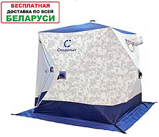 Палатка зимняя Следопыт КУБ Oxford 210D (2.1x2.1x2.1 м) бело-синяя с принтом PF-TW-26
