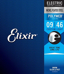 Elixir 12025 POLYWEB Комплект струн для электрогитары, никелированная сталь, Custom Light 9-46