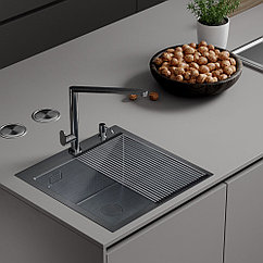 Мойка кухонная Simple 560220-45B ROXEN (графит, 45x45x22 см)