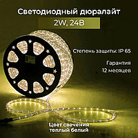 Дюралайт 2-х проводной, постоянное свечение, 24В, теплый белый