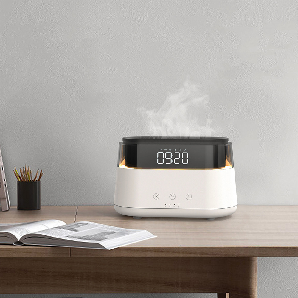 Светодиодный USB увлажнитель-ароматизатор Brava с часами с RGB подсветкой, белый, белый