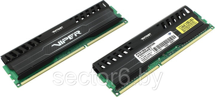 Оперативная память Patriot Viper 3 Black Mamba 2x8GB KIT DDR3 PC3-12800 (PV316G160C0K), фото 2