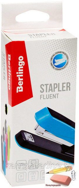 Степлер №24/6, 26/6 Berlingo Fluent, до 25 листов, пластиковый корпус, розовый, арт.H3107_a