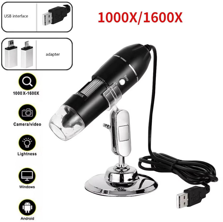 Микроскоп 1600x, 0.3Mpx, 640х480, USB+MicroUSB+TypeC