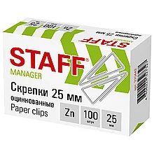 Скрепки STAFF 25 мм оцинкованные 100 шт
