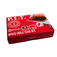 Набор кольцевых пил по дереву P.I.T. 8 шт, 51-102 мм AWOD05-0008 (коронки по дереву и гипсокартону)