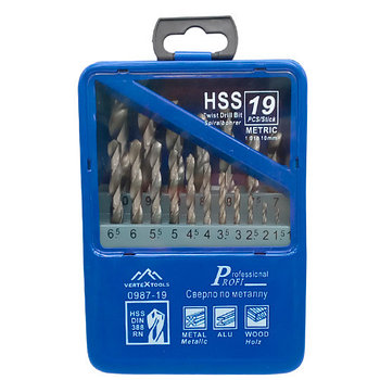 НАБОР СВЕРЛ HSS 19 предметов от 1 до 10 мм