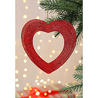 Подвеска в виде сердца, глиттер, пластик, 5 цветов, 15см, 374-415