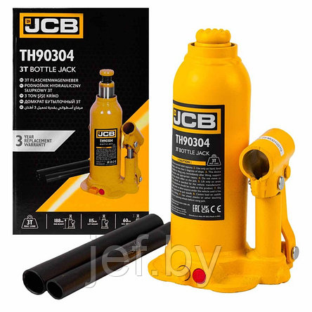 Домкрат бутылочный 3т с клапаном JCB JCB-TH90304, фото 2