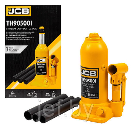 Домкрат бутылочный 5т с клапаном JCB JCB-TH905001, фото 2