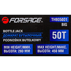 Домкрат бутылочный двухскоростной с манометром 50т FORSAGE F-TH905001 BIG, фото 3