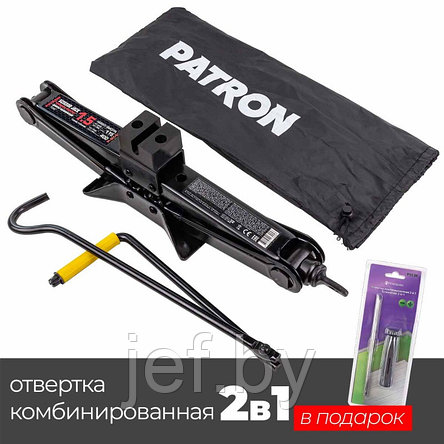 Домкрат механический "ромб" 1,5т PATRON P-ST-60, фото 2
