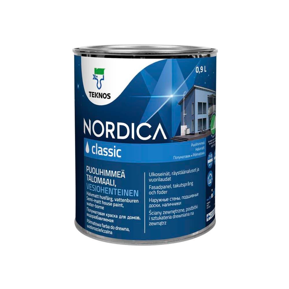 NORDICA CLASSIC, Краска полуматовая фасадная по дереву  База 3 0,9л (НОРДИКА КЛАСИК ТЕХНОС), Финляндия