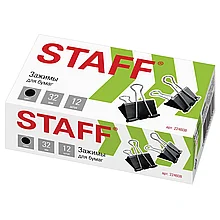 Зажимы для бумаг STAFF EVERYDAY 32 мм на 140 листов черные 12 шт