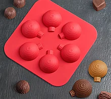 Форма силиконовая Елочный шар  45мм  6 ячеек новый год