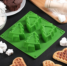 Форма силиконовая для льда и шоколада "Елки", 8см  4 ячейки